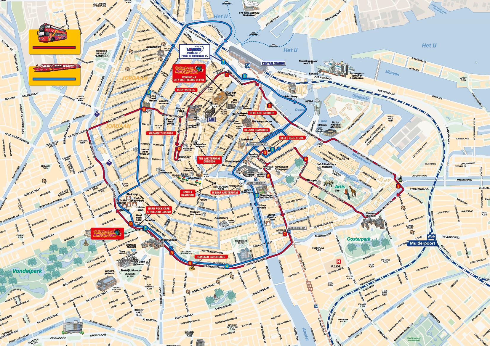 Amsterdam-sites anzeigen - Amsterdam-Sehenswürdigkeiten Karte (Niederlande)