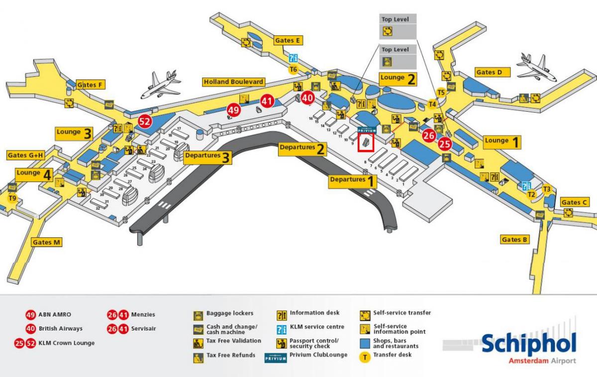 Amsterdam airport Karte klm - Schiphol airport Karte klm (Niederlande)