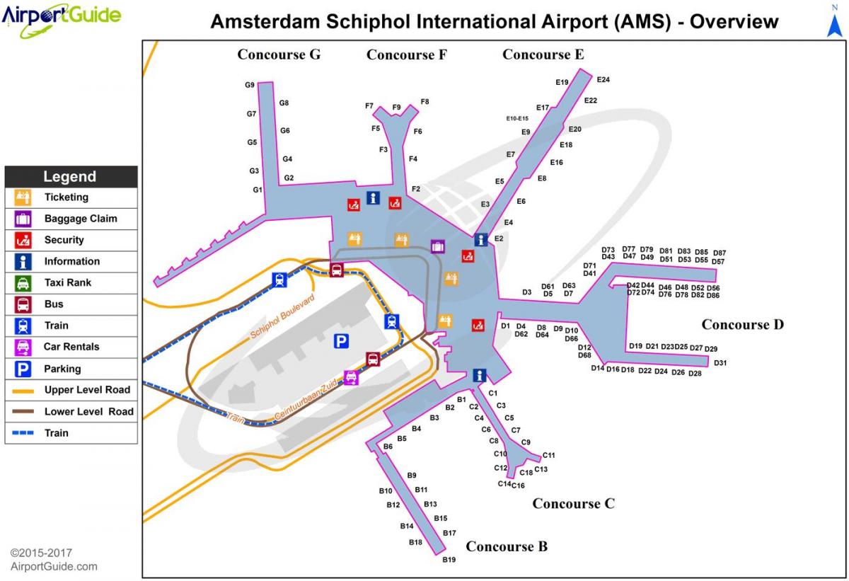 Amsterdam international airport Landkarte
