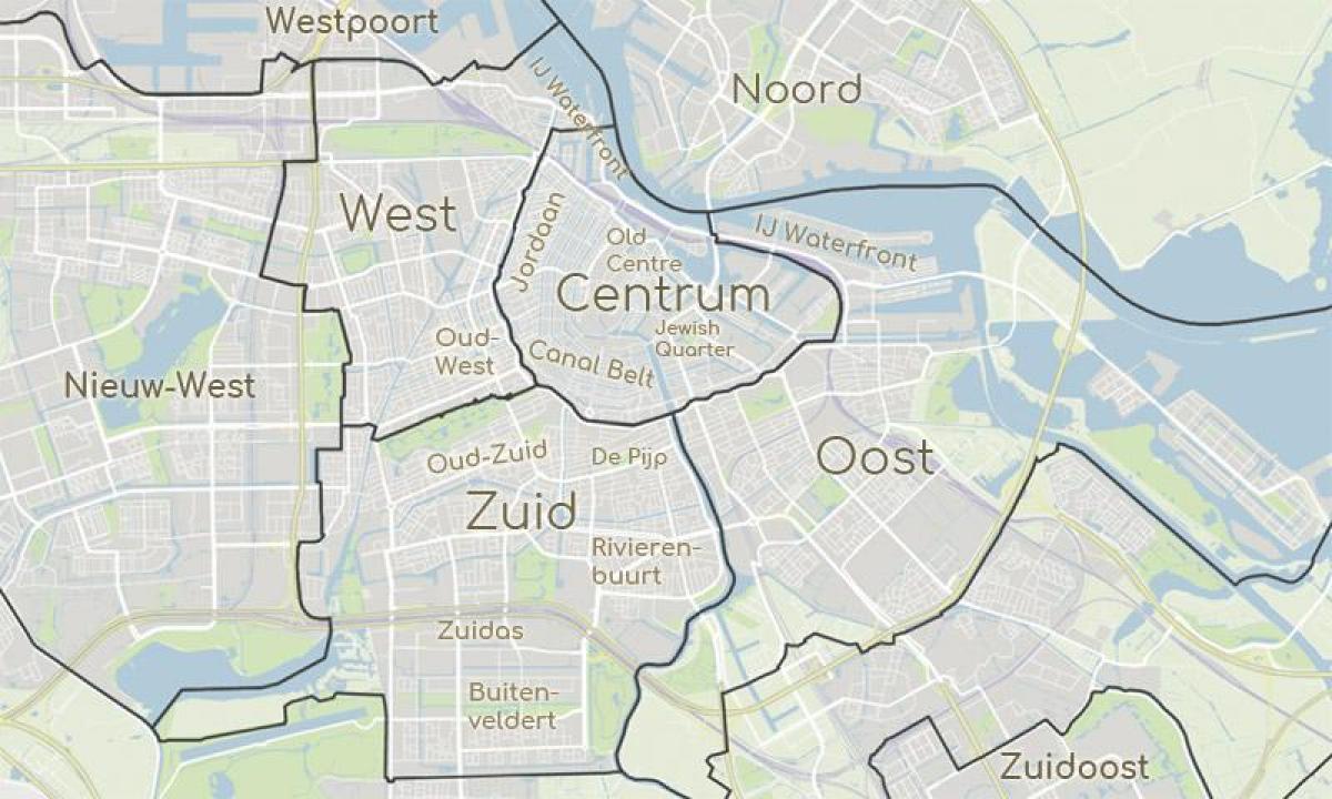 Karte von Amsterdam zeigen Bezirke