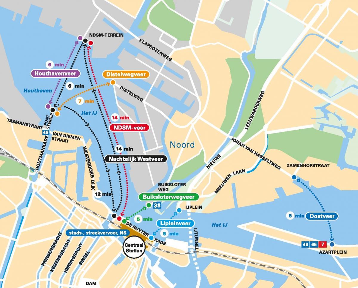 Karte von Amsterdam-Fähre