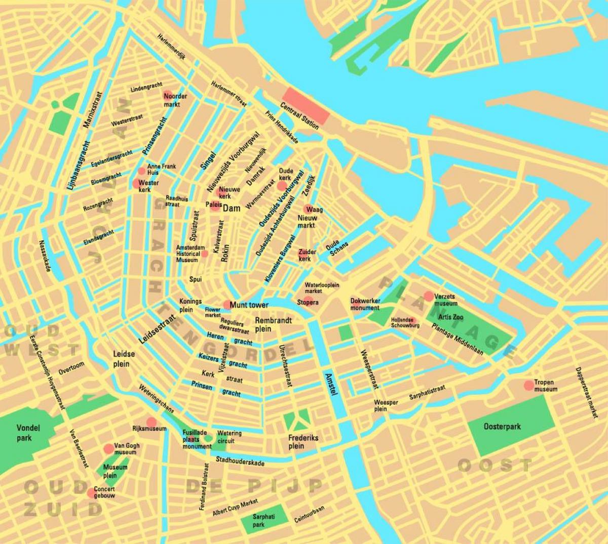 Bereiche der Karte von Amsterdam
