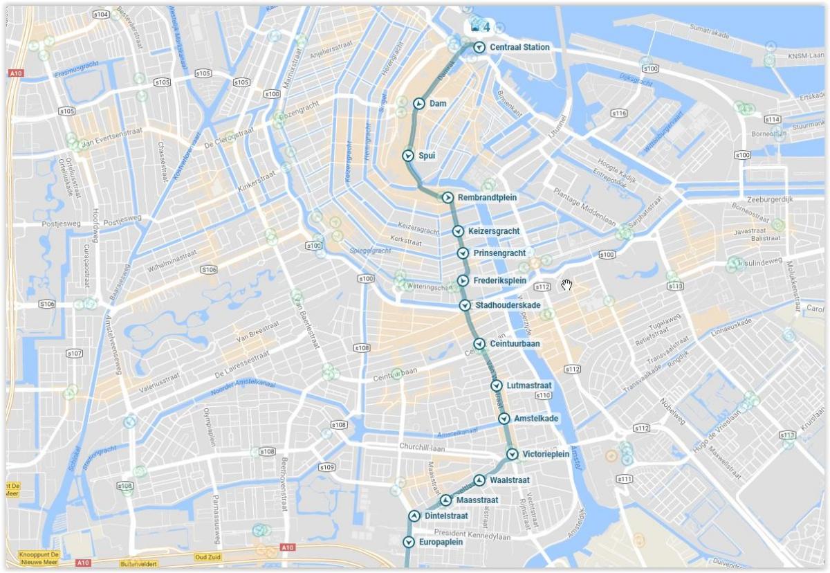 Amsterdam tram 4 route anzeigen