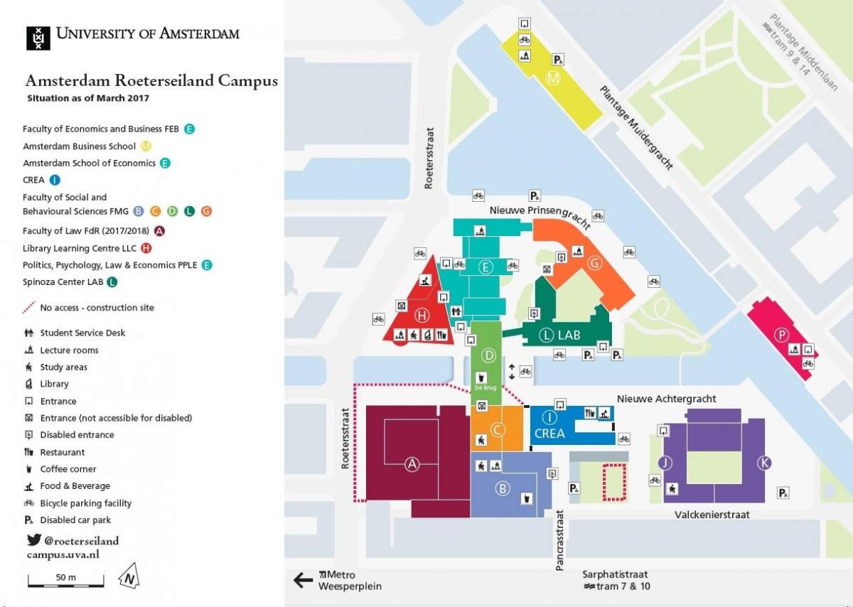 Karte von der Universität von Amsterdam