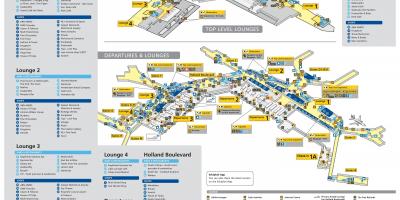 Der Flughafen Schiphol Karte Abfahrten