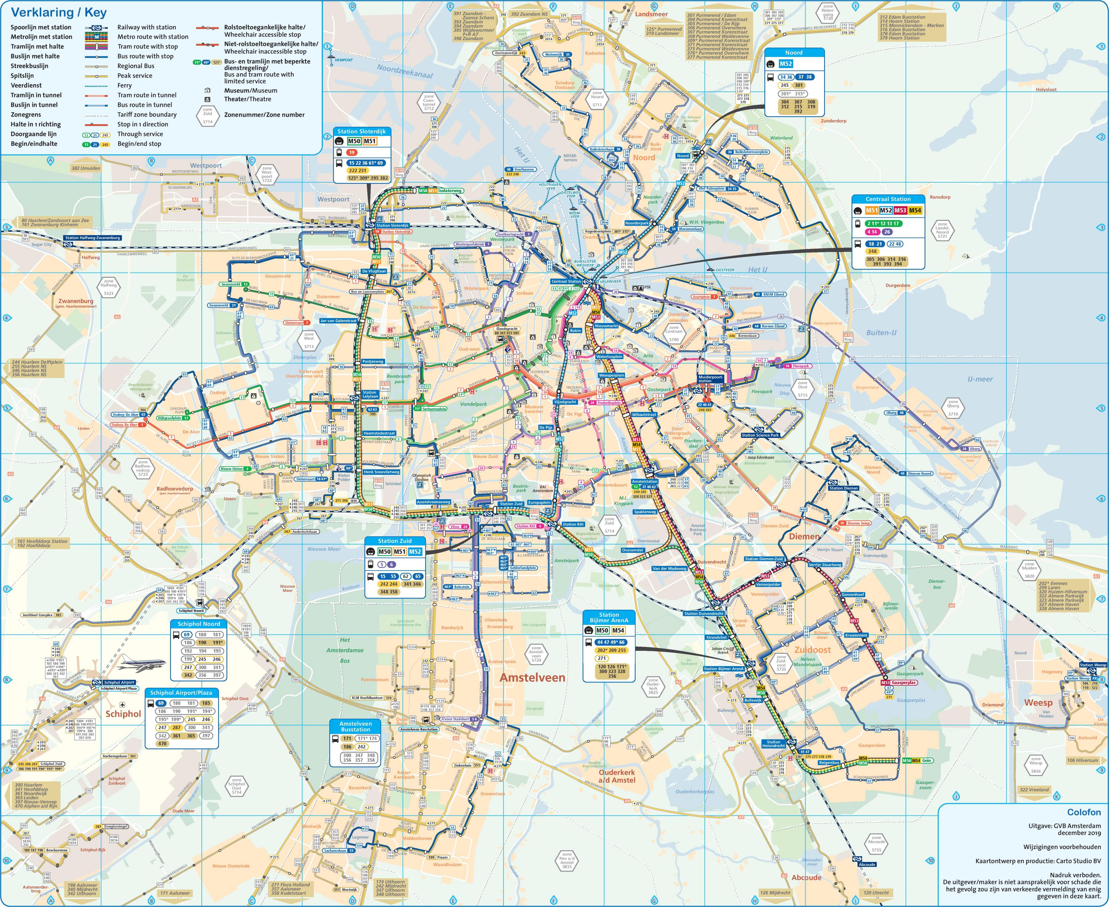 Von Amsterdam bus Karte - Amsterdam bus route map (Niederlande)