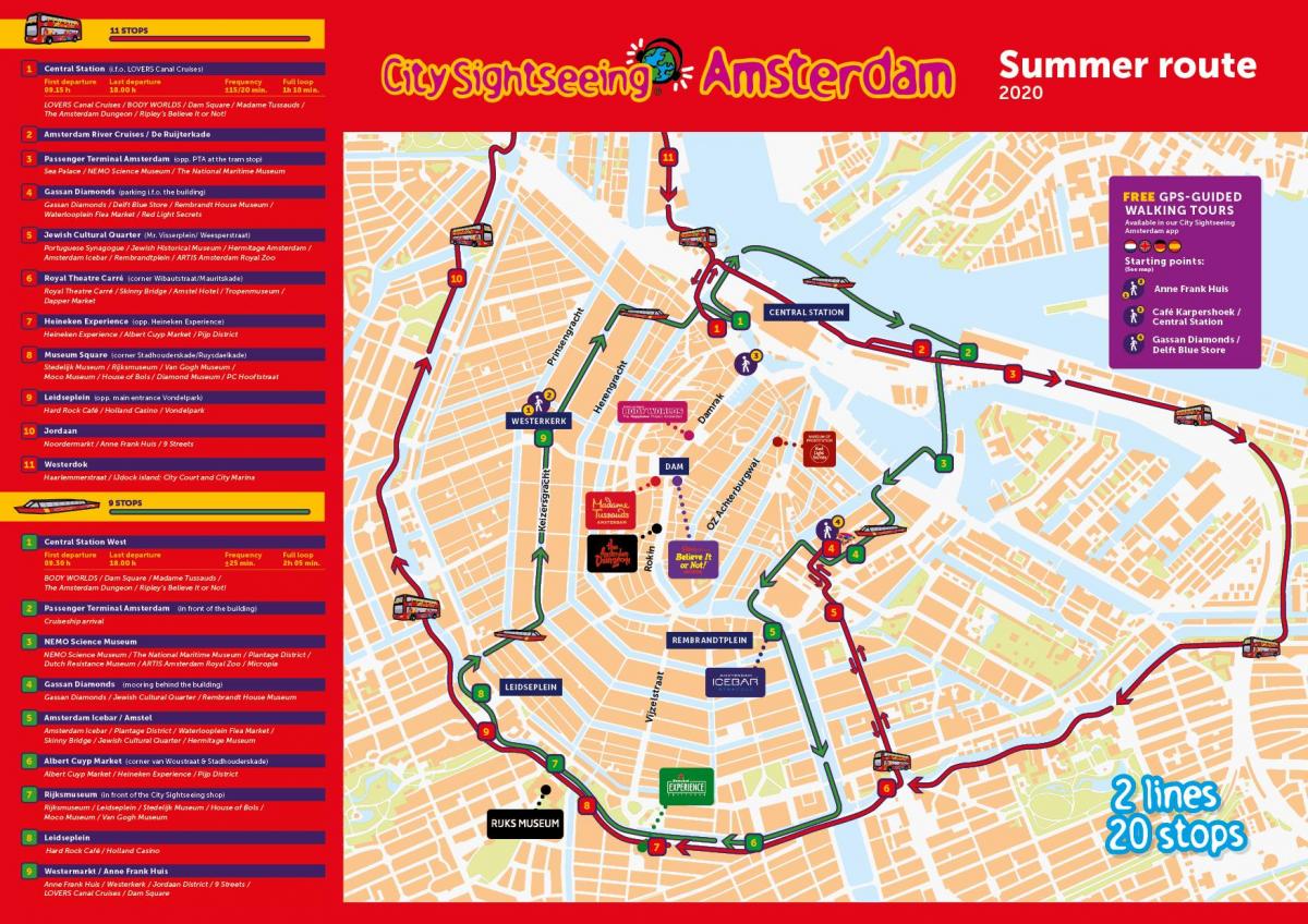 Karte von Amsterdam-Kanal Kreuzfahrt