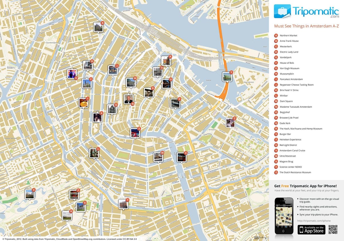 Amsterdams top-Sehenswürdigkeiten Landkarte