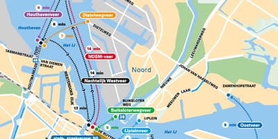 Karte von Amsterdam-Fähre