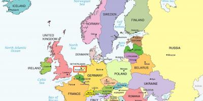 Amsterdam auf der Karte von Europa