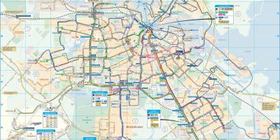 Karte von Amsterdam mit den öffentlichen Verkehrsmitteln